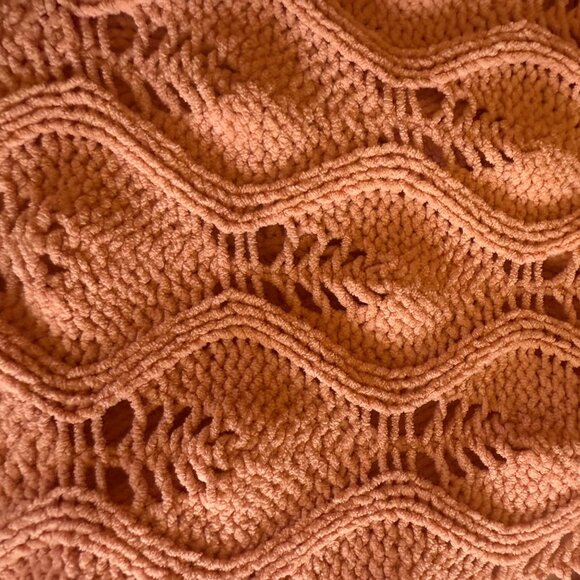 Derek Heart Peach Crochet Cardigan Women's S - Y2K Open Knit Sweater Layer Boho - Picture 11 of 12